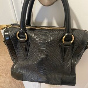 Pour La Victoire Croc Texture Black Handbag